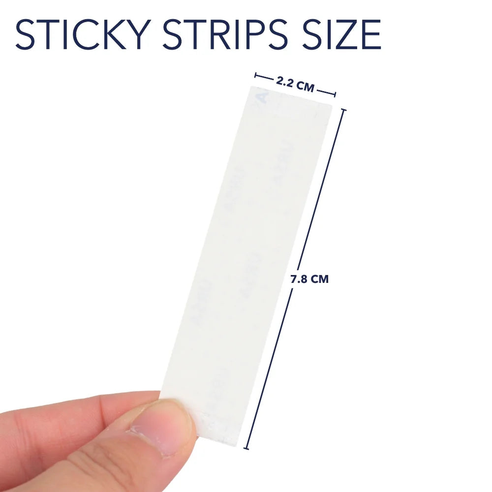 Sticky strip size shown with 2.2 cm by 7.8 cm dimensions