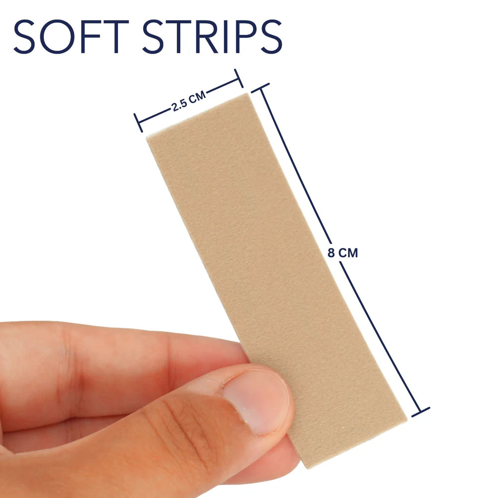 Beige soft tape strip, 2.5 cm wide and 8 cm long