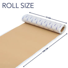 Beige roll of stretch moleskin tape, 15 cm wide, 100 cm long