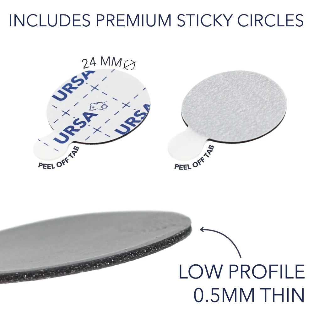 Low-profile thin sticky circle backs included for fur circle attachments