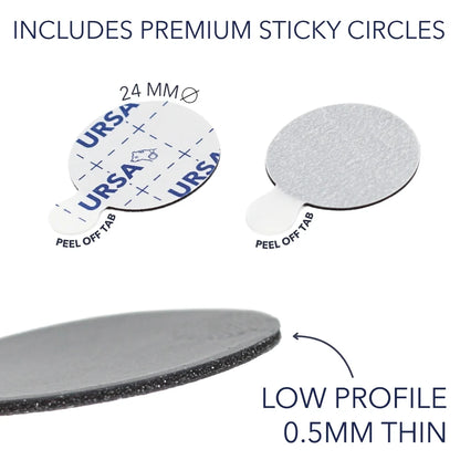 Low-profile thin sticky circle backs included for fur circle attachments