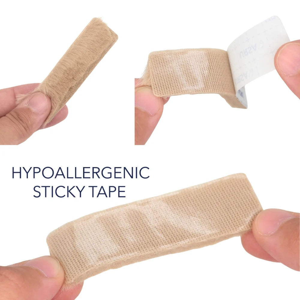 Beige furry hypoallergenic sticky tape strip with soft backing