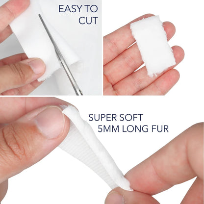 Small white plush cut-to-size strip with soft short fur fibers