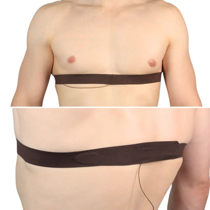 Dark chest strap with a wide band and wire, shown worn across the upper body
