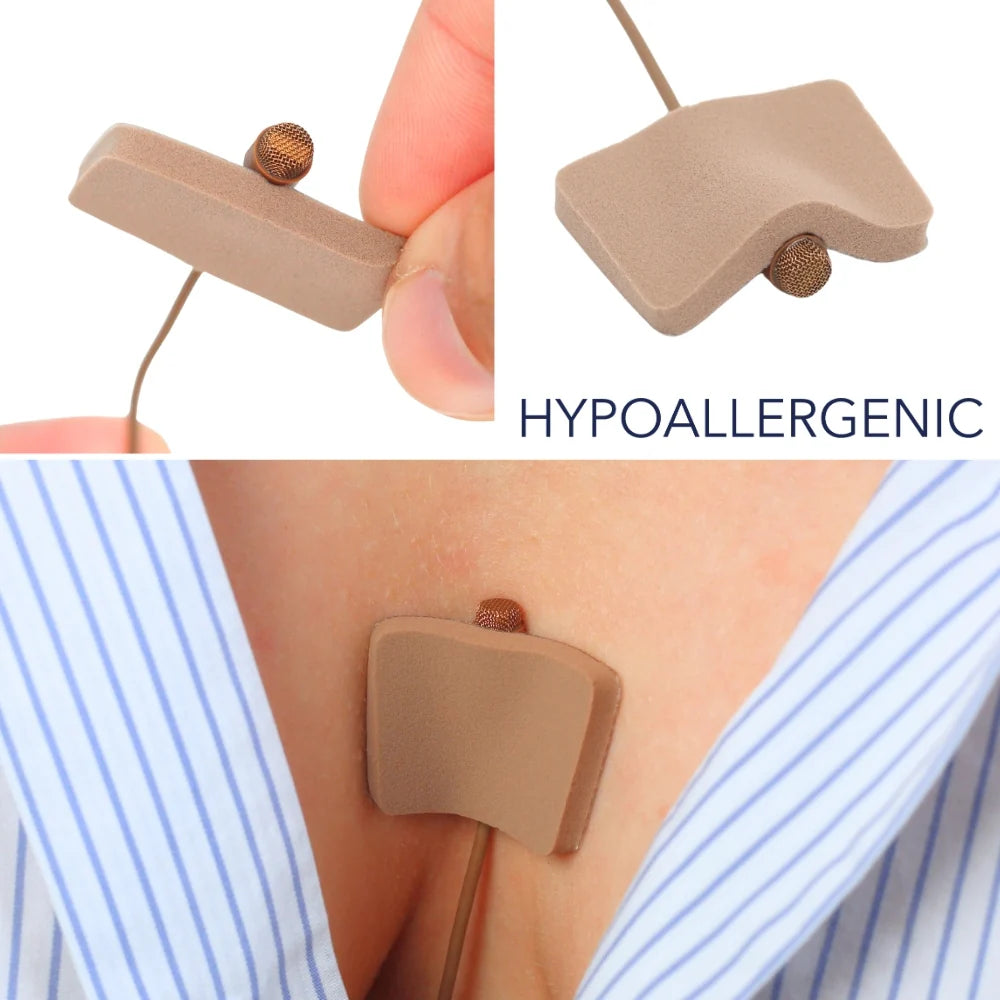 Caramel foam pad attached to skin near the collar for hypoallergenic noise control