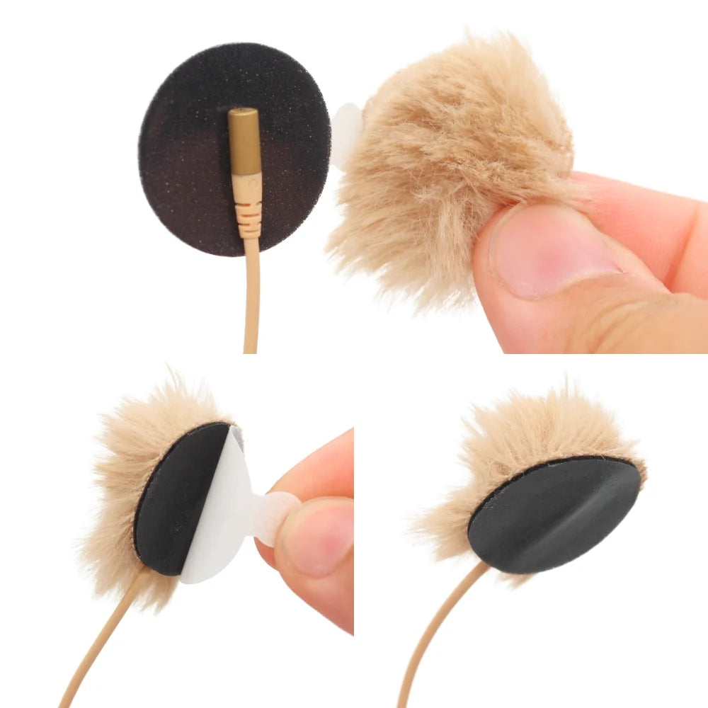 Round black sticky circles with thin backing for attaching fur