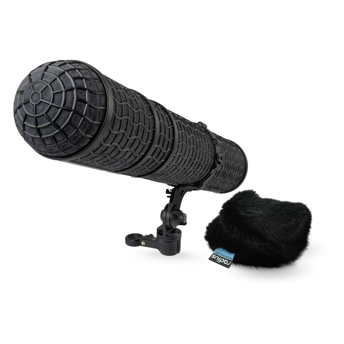 Windshield kit with black textured windscreen and black fur windscreen on mount
