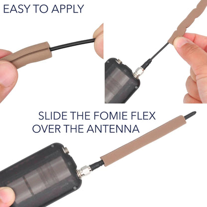 Caramel RF antenna saver foam slid over an antenna