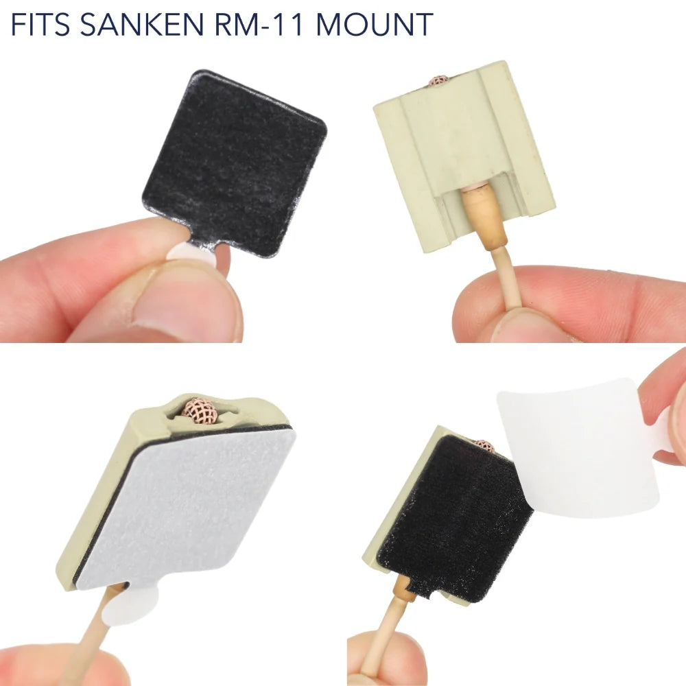 Sticky squares for Sanken RM-11 mount, shown on black and light holders
