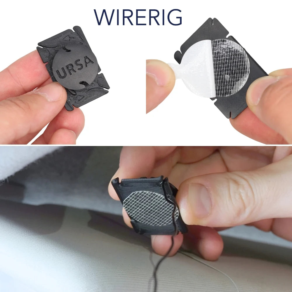 Black backing pieces with textured sticky circles, shown in a hand