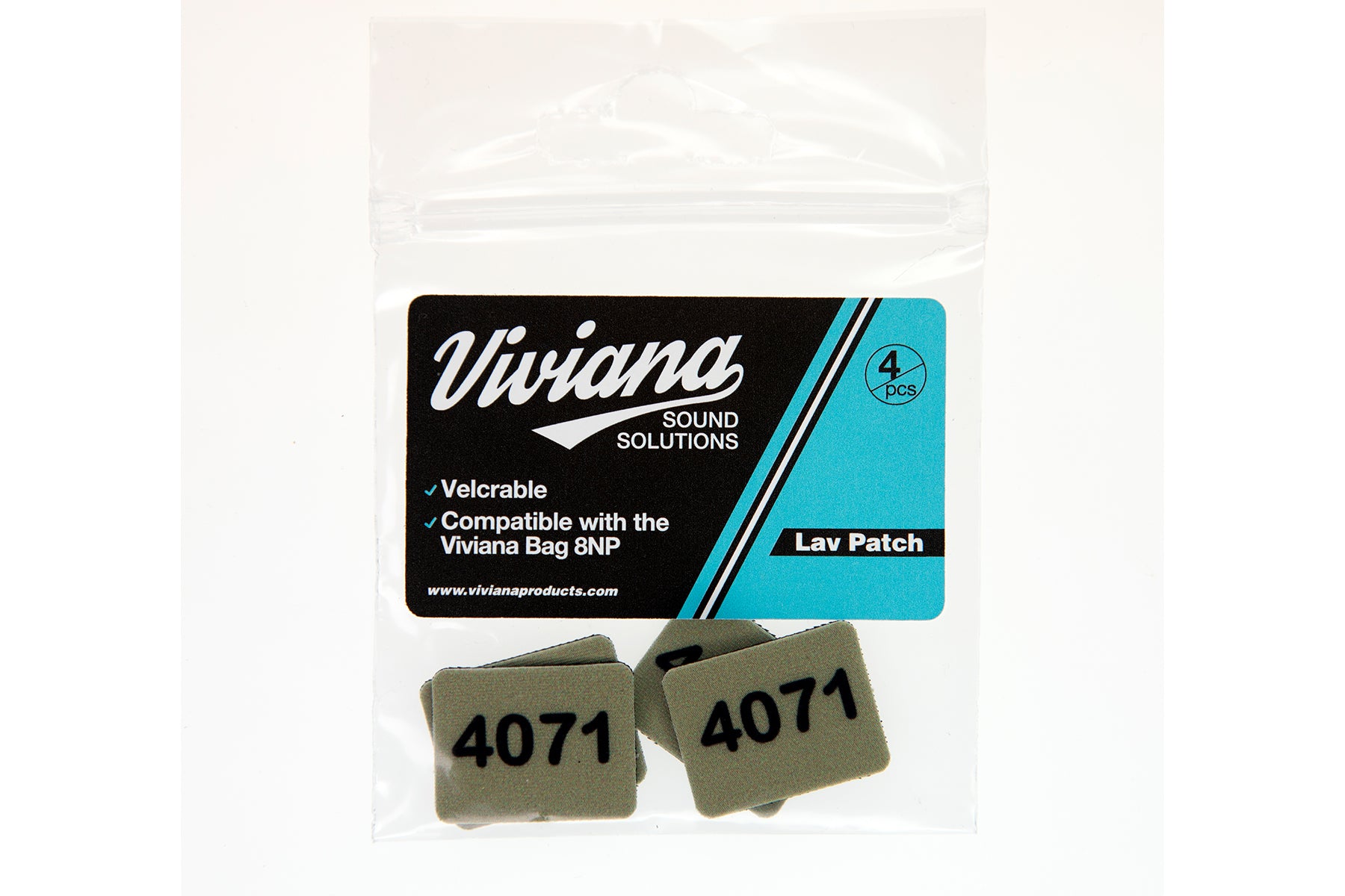 Lav mic patch pack with two greenish 4071 fabric adhesive patches