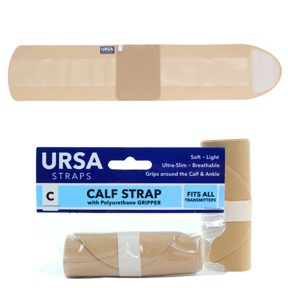 URSA calf strap kit in beige with soft breathable gripper tape, packaged.
