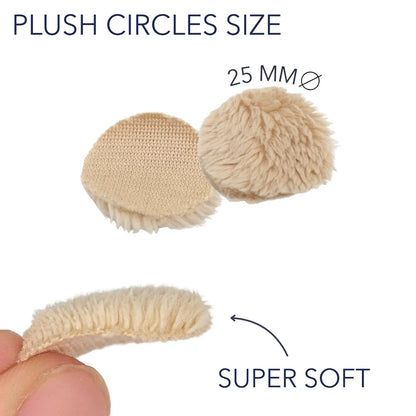 Beige plush circle short-fur wind protector pair, 25 mm diameter