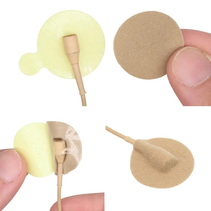 Assorted fabric adhesive circles on sticks in beige and light yellow