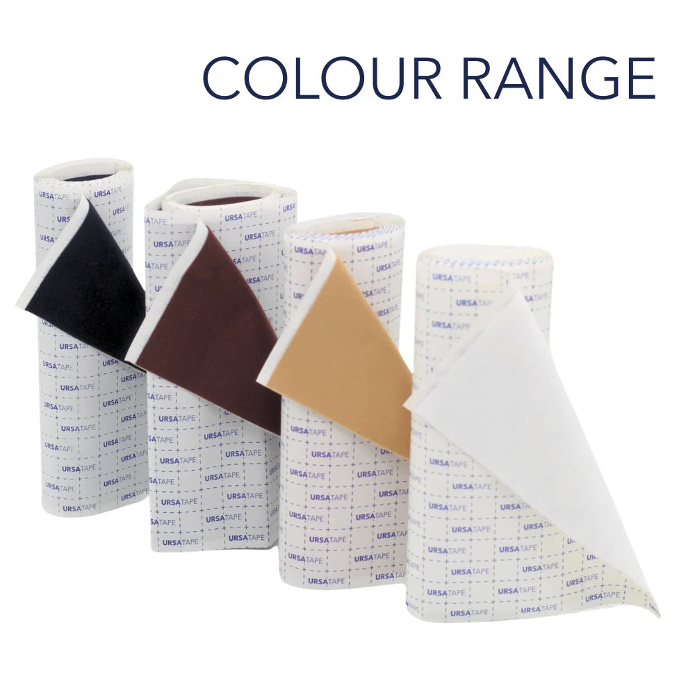 Assorted URSA tape rolls in black, brown, beige, and white colors