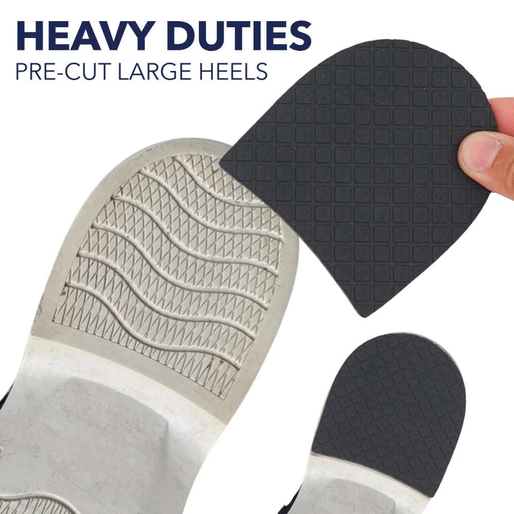 Pre-cut large heel sole inserts in dark gray with textured traction pattern
