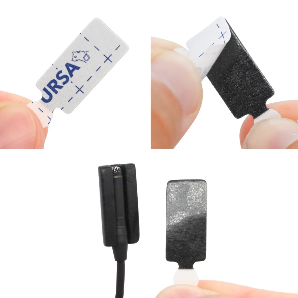 Mini mount stickies peel tabs and adhesive pads in white and dark shades, close-up