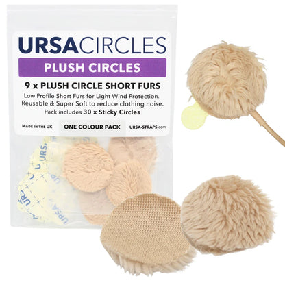 Beige plush circle short-fur wind protection pack with 9 circles and sticks