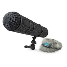 Windshield kit with black textured windscreen, shock mount, and black fur cover