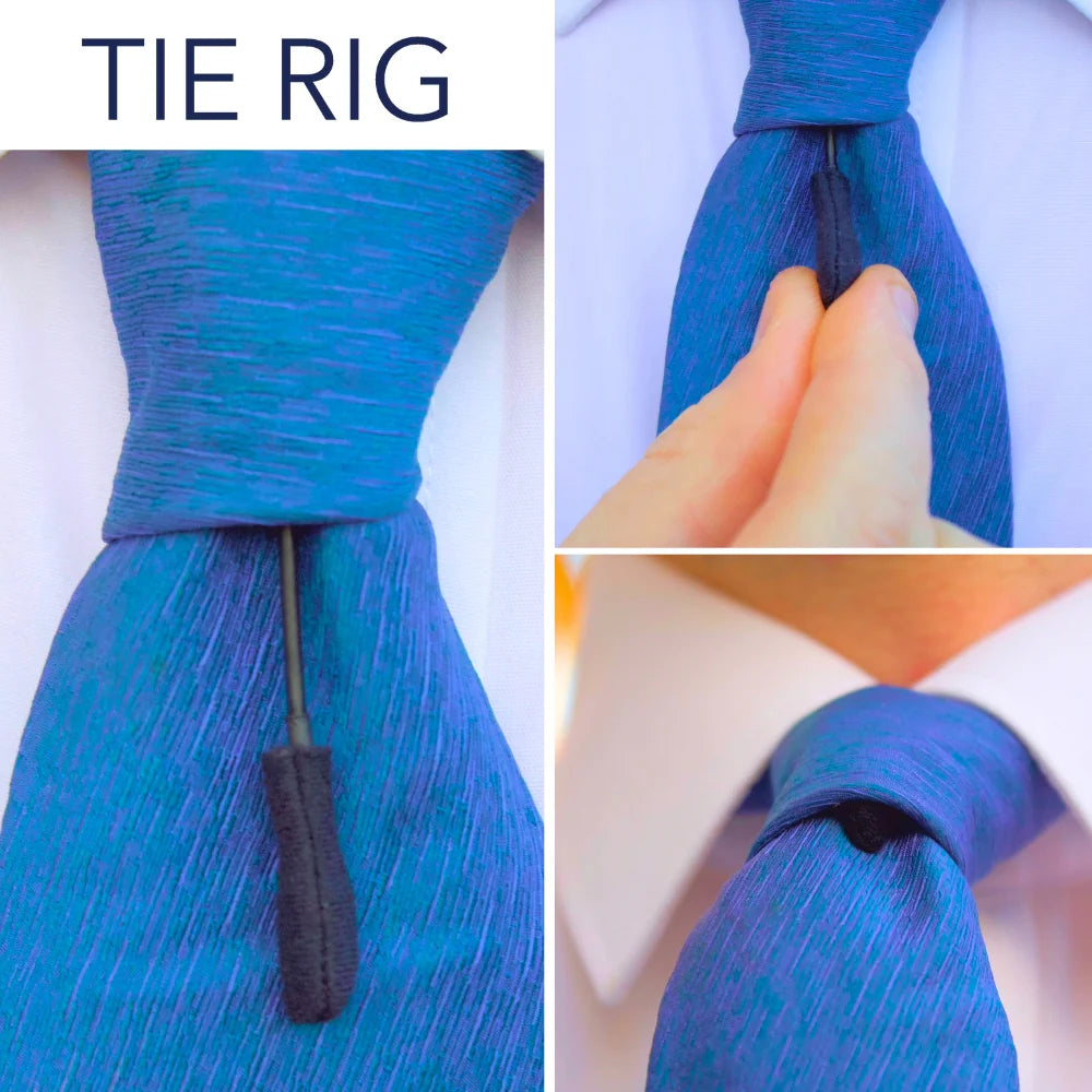 Soft sleeves blue tie rig with adjustable drawstring and strap attachment
