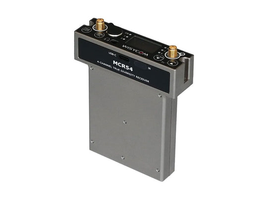 Metal RF wireless receiver with top BNC ports and front panel controls
