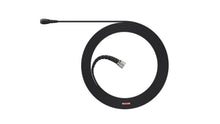 Black miniature lavalier microphone with cable, compact connector on end