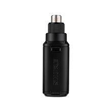 Shure SLXD3+ wireless XLR plug-on transmitter side view with port area