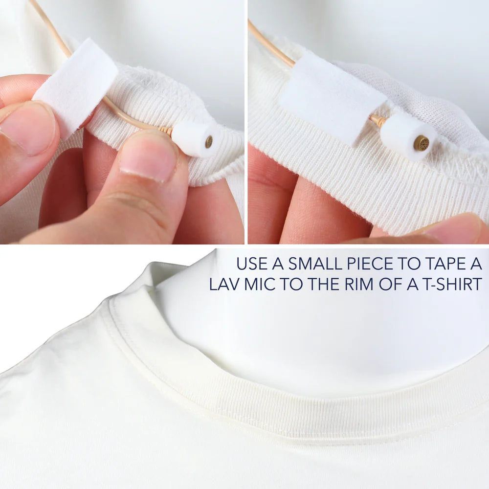 White soft tape strip with adhesive backing wrapped around a neck rim