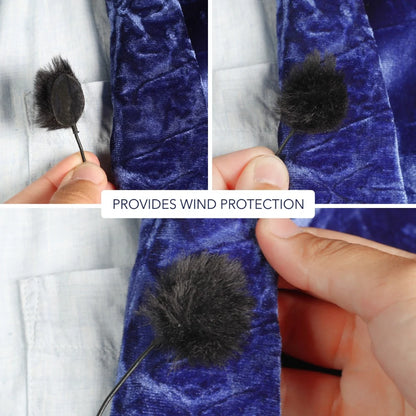 Black fur circle wind cover on a dark blue velvet fabric for wind protection