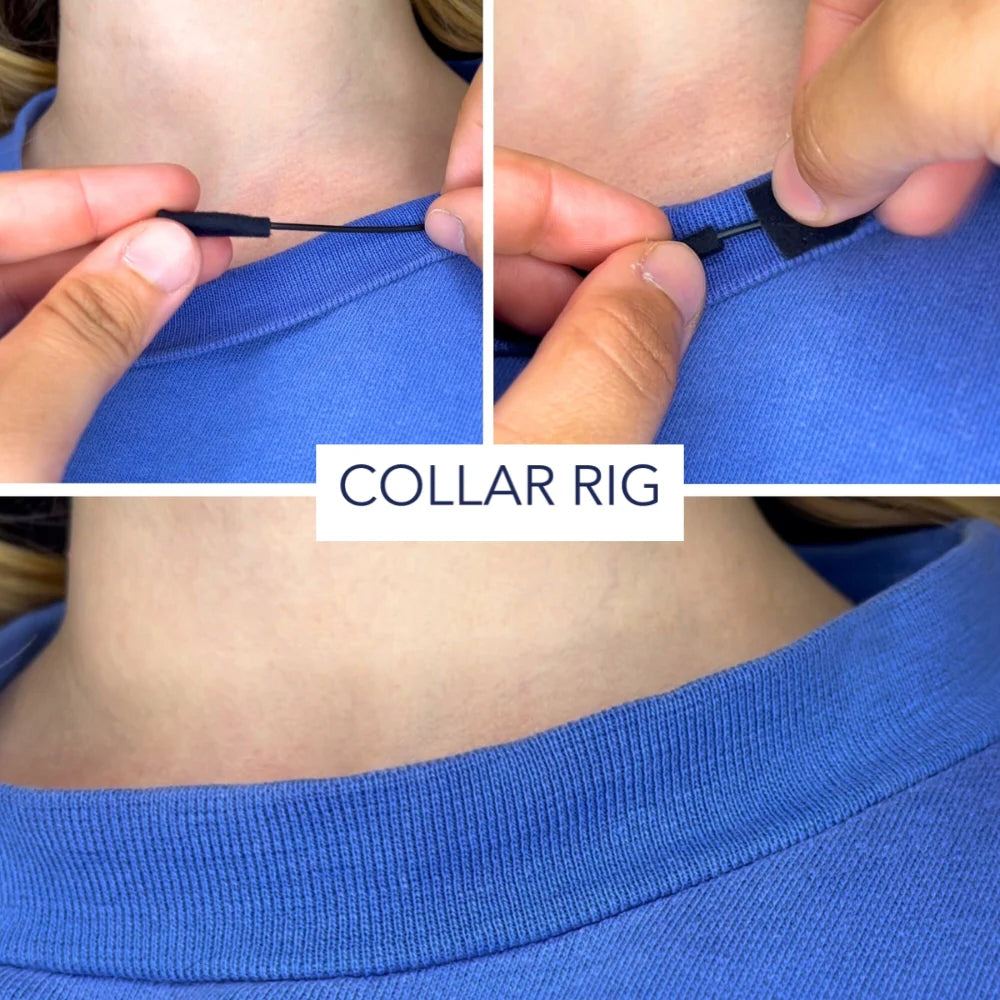 Soft sleeves blue ribbed collar with adjustable collar strap and fastener detail