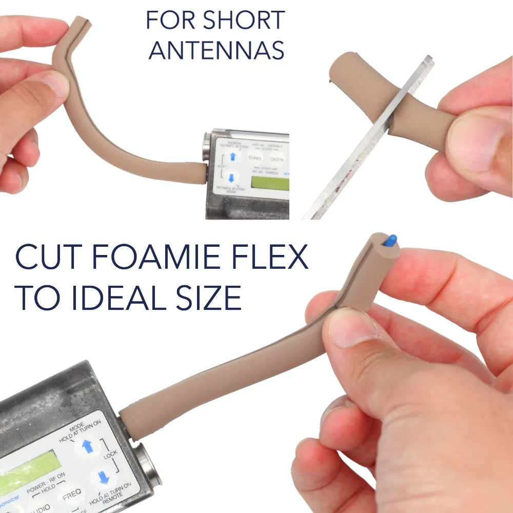 Caramel RF antenna saver foam cut to size with hands