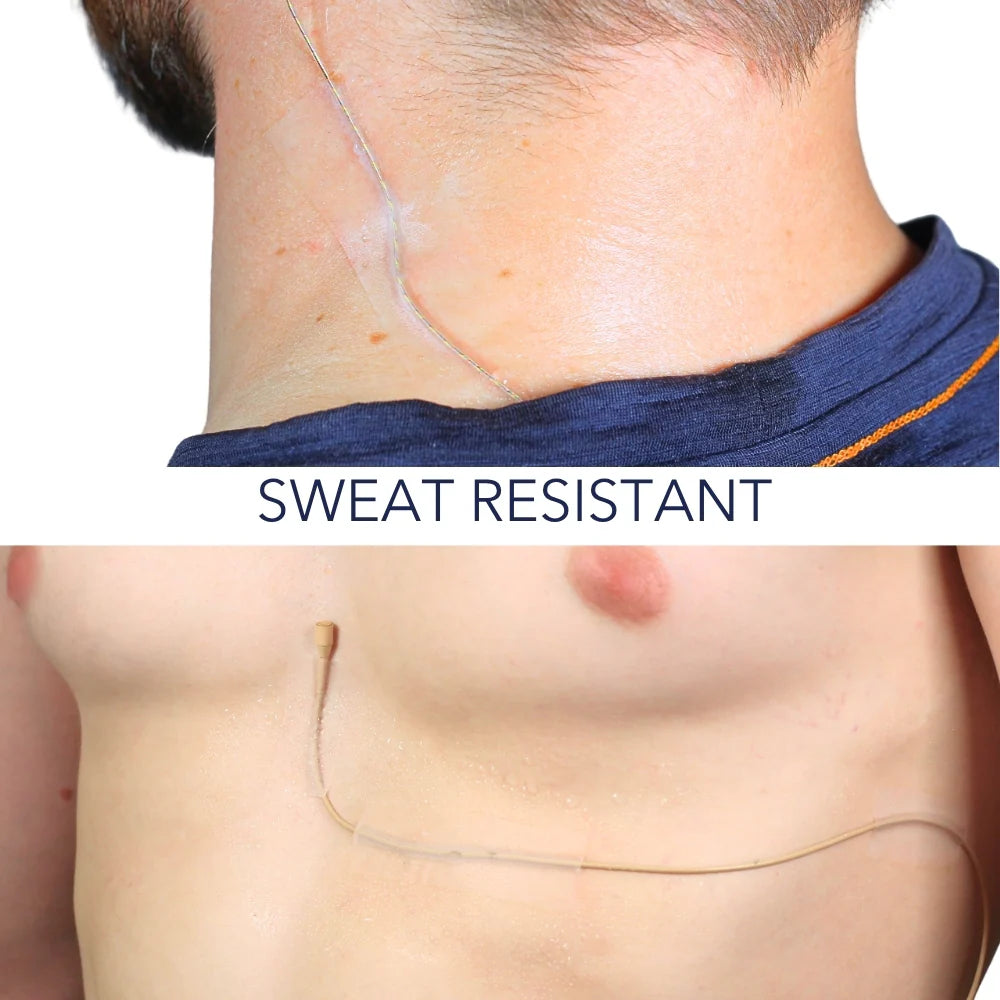 Invisi Strips clear tape on neck and upper back, thin line application