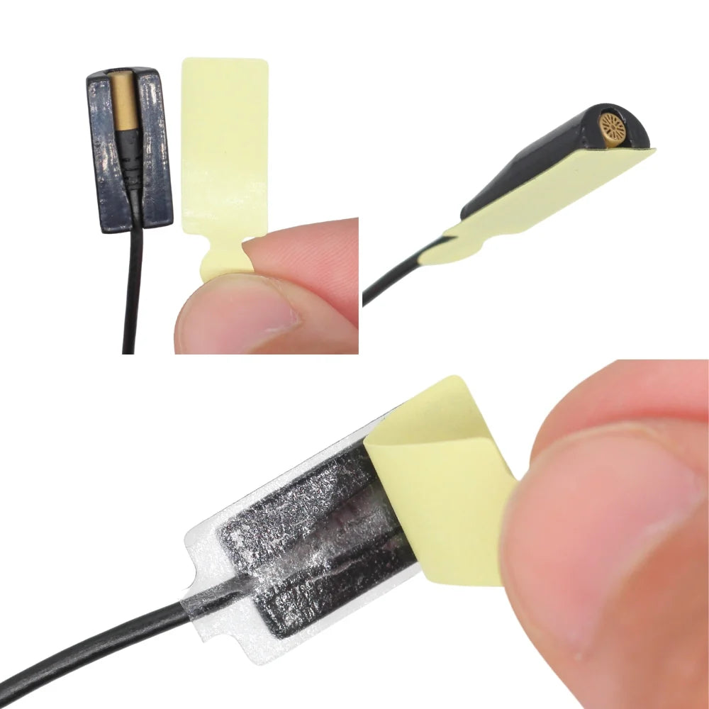 Adhesive tape strip peeling from backing for application