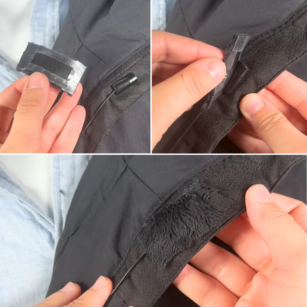 Black plush tangle strip with an attachment clip and adjustable seam fit
