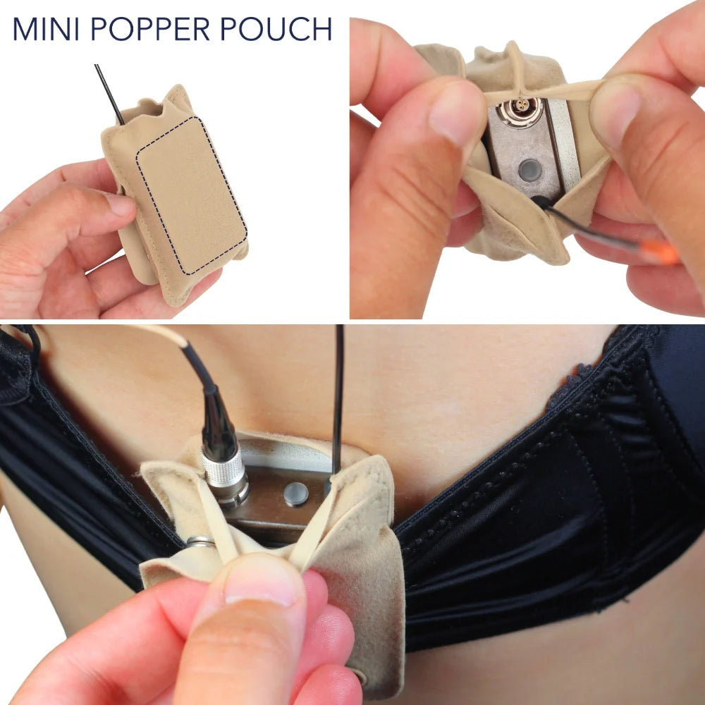 Installed heat shield inside a mini popper pouch, with foam cover around a connector