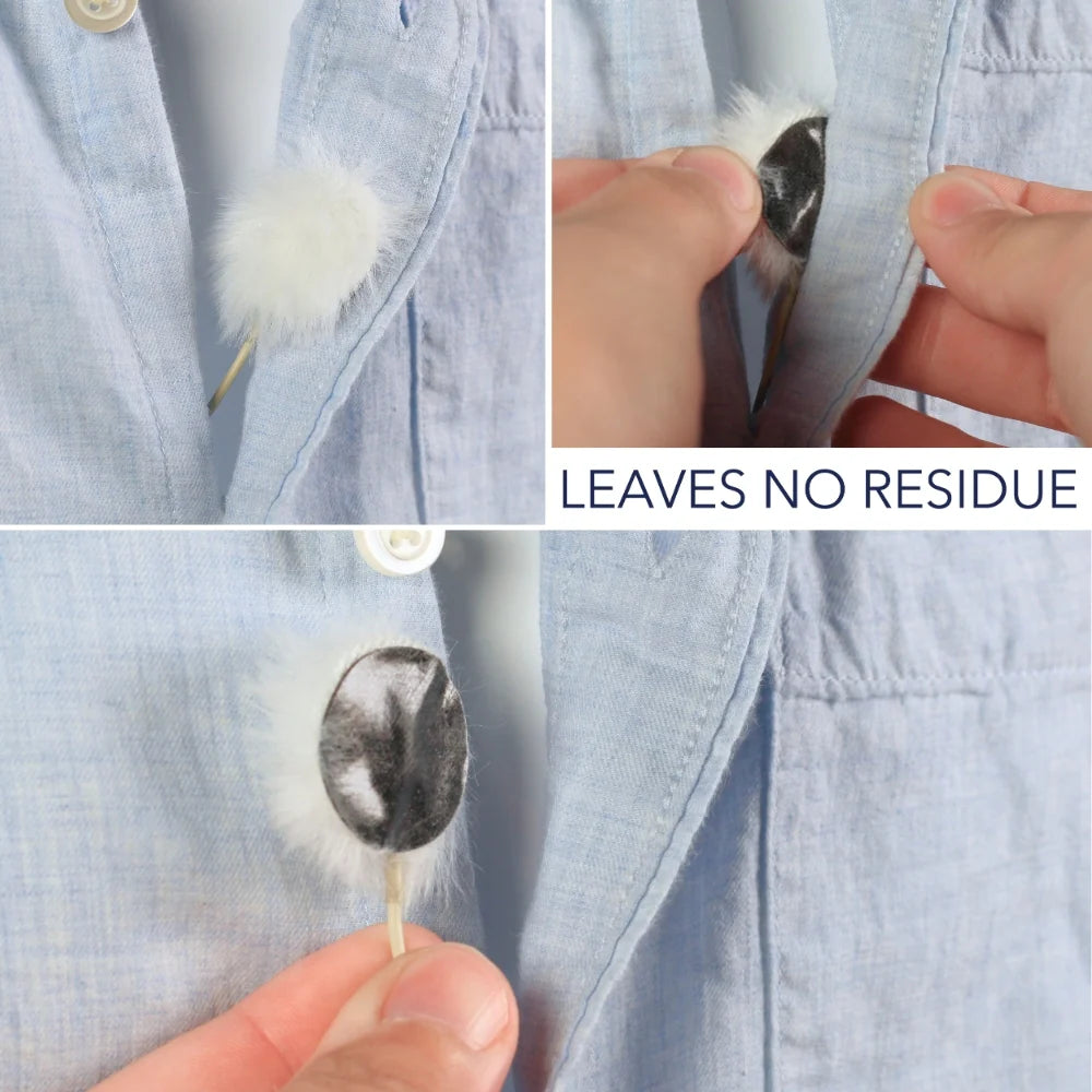 Round adhesive circle on light fabric with residue-free removal