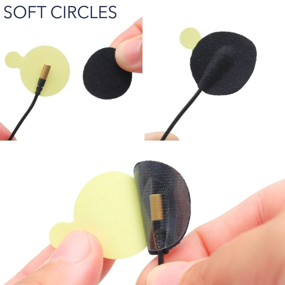 Soft adhesive circles in yellow and black with peel-off backing