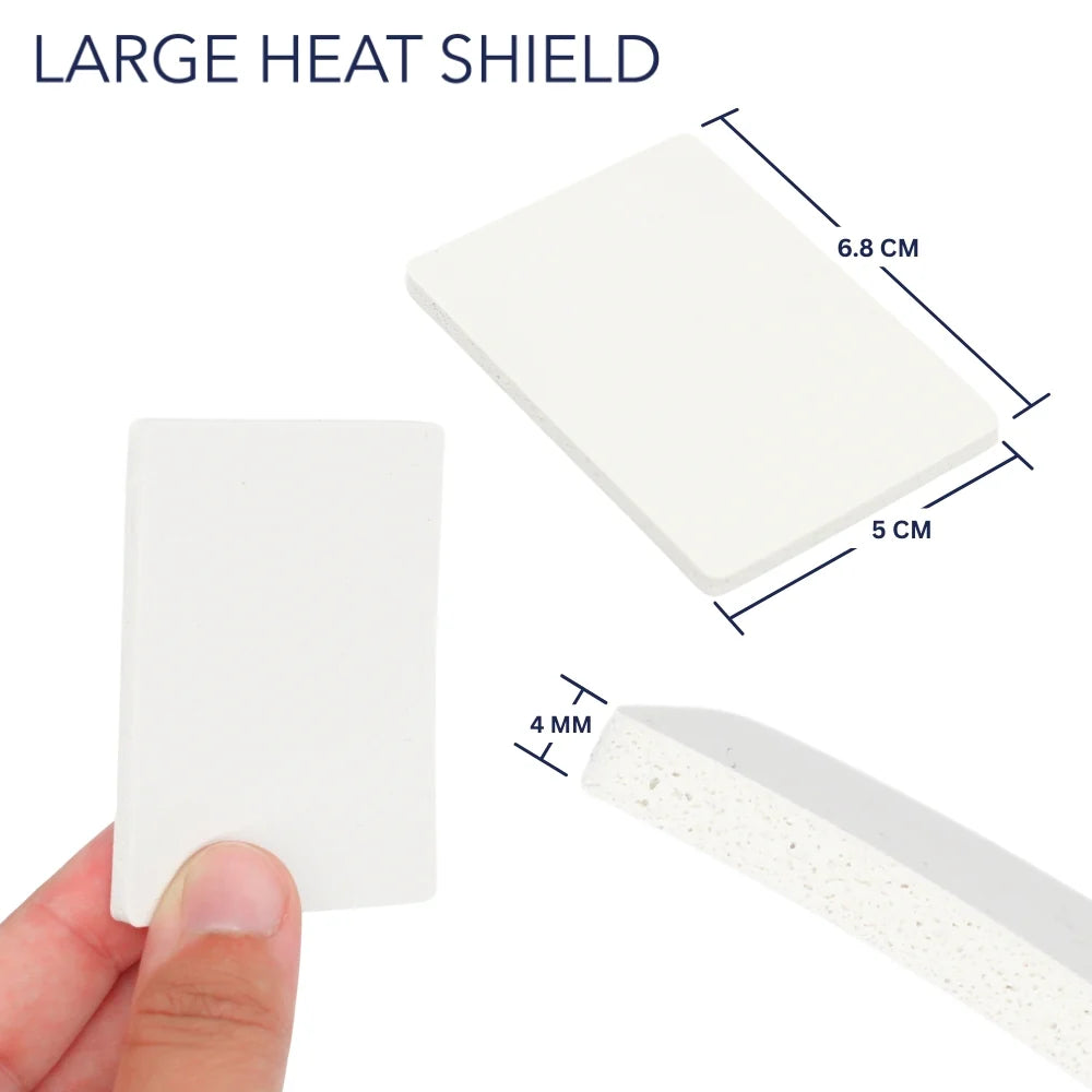 Large heat shield foam pad set: white rectangular pads with corner size markers