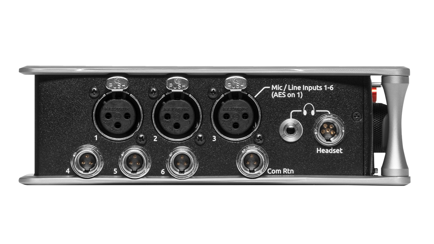 Audio recorder rear I/O panel with XLR ports and Headset connection