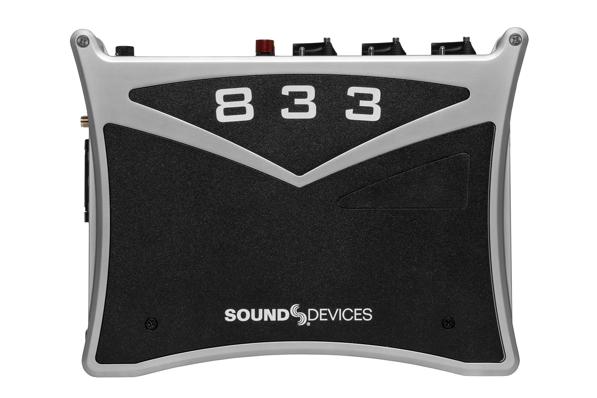 Black audio recorder front panel with 833 label and SOUND DEVICES logo