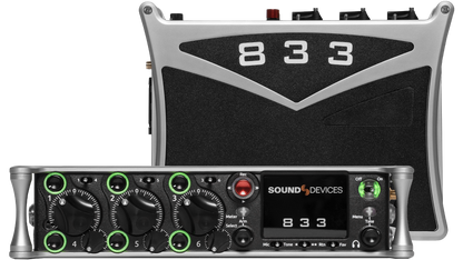 Black audio effects module with 8 3 3 label and front panel knobs