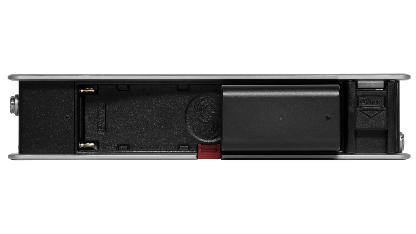 Sound Devices 888 bottom view with open compartment and internal port openings