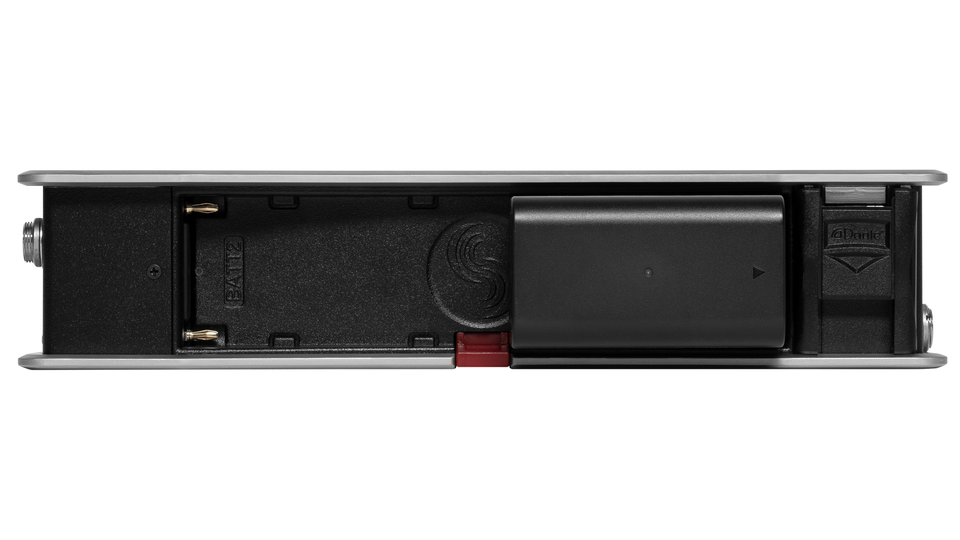 Sound Devices 888 bottom view with open compartment and internal port openings