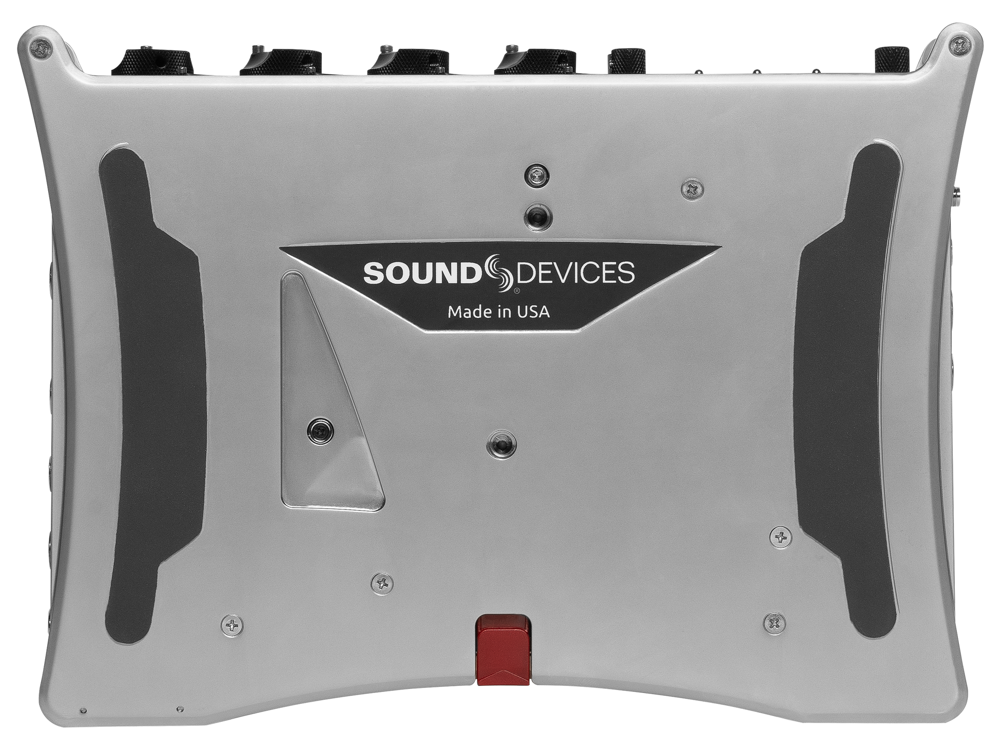 Sound Devices 888 back panel with “Made in USA” text and mounting legs