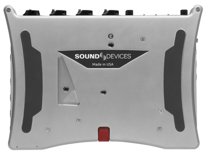 Sound Devices 888 back panel with “Made in USA” text and mounting legs