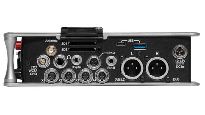 Sound Devices 888 side panel with USB and power DC input ports