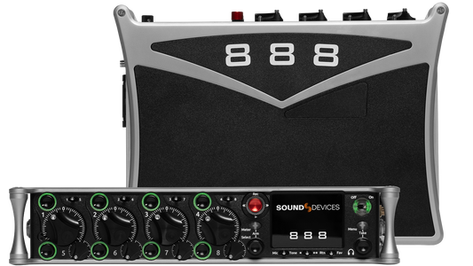 Sound Devices 888 front panel showing large “888” marking and control knobs