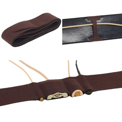 Brown chest strap close-up with velcro gripper and adjustable hook-and-loop closure