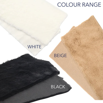 Color options set of white, beige, and black fur tangle strips with mesh backing
