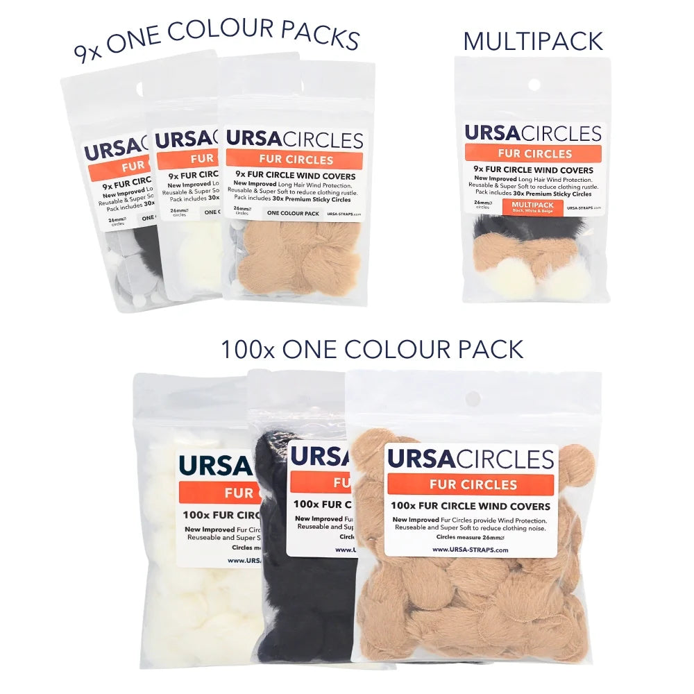 Fur circle wind covers variety packs with multiple stick-on fur circles
